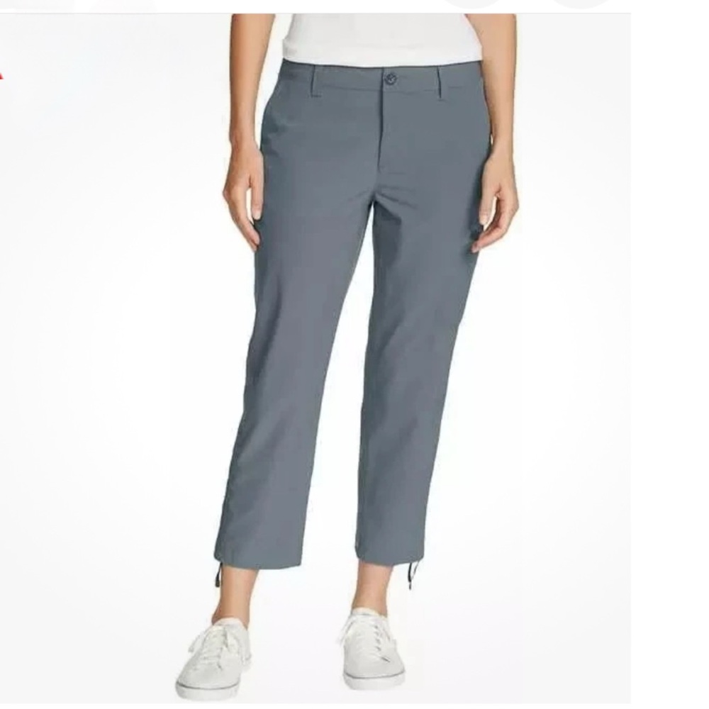 Eddie Bauer Women’s Stretch Ripstop‎ Zip Cargo Pocket Crop Light Pant Gray Sz 14